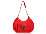 Designer Inspired Rounded Hobo Handbag w/ Cow Head Emblem