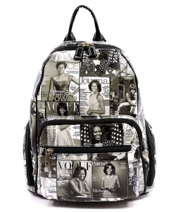 Magazine Cover Collage Backpack OA2697 MULTI/BLACK