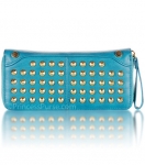 Designer Inspired Stylish Clutch Purse w/ Ample of Studs on Front