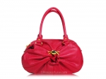 Designer Inspired Scrunch Bowling Bag w/ Gold-toned Accent Ring on Front