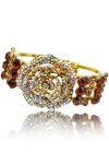 2.5" Super Fab Gold-toned Flower Bracelet Embellished w/ Stylish Rhinestones