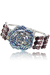 2.5" Super Fab Silver-toned Flower Bracelet Embellished w/ Stylish Rhinestones