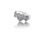 2.5" Lovely Silver-toned Bangles Accented w/ Three Heart Embellishment & Rhinestones