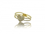 2.5" Lovely Gold-toned Bangles Accented w/ Heart Embellishment & Crystal Clear Rhinestones