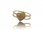 2.5" Lovely Gold-toned Bangles Accented w/ Heart Embellishment & Rhinestones