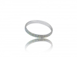 3" Stylish Silver-toned Bangles w/ Three Lines of Rainbow Rhinestones