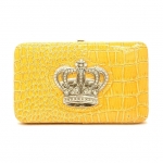 Designer Inspired Crocskin-like Wallet w/ Slick Crown Emblem on Front
