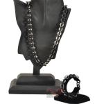 24" Men Stainless Steel Round Link Necklace & Bracelet Set