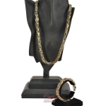 24" Men Stainless Steel Silver & Gold Bike Link Necklace & Bracelet Set