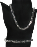 22" Stainless Steel Byzantine Link Mens Necklace & Bracelet Set