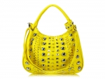 Designer Inspired Hobo Handbag w/ an Ample of Silver-toned Studs