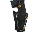 36" Long Stainless Steel Necklace & Earrings Combo w/ Matte Gold-toned Polished