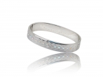 2.5" Stainless Steel Bracelets w/ Silver-toned Circle Logo and Rhinestones