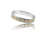 2.5" Stainless Steel Bracelets w/ Gold-toned Flower Logos