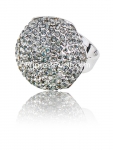 Stylish Silver-toned Ring w/ Cool Smoke-gray Rhinestone Accent