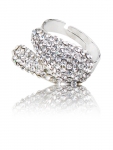 Deluxe Silver-toned Ring w/ Flashy Rhinestone Accent