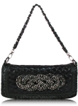 Designer Inspired Woven Style Clutch Purse w/ Criss-cross Chain Pattern on Front