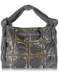Designer Inspired Rider Chic Hobo Handbag w/ Tons of Perfectly Arranged Gold-toned Studs