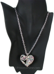 28" Lovely Necklace w/ Silver-toned Cable Chain & Sweet Heart Pendant