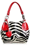 Designer Inspired Zebra Print Bowler's bag with Heart