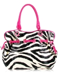 Designer Inspired Zebra Print Hobo Bag w/ Stylish Weaved Drawstring