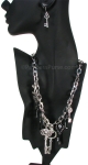 18" Long Sassy Fashion Charm Necklace w/ Metal Polished Earrings Combo