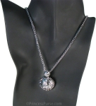 24" Stylish Necklace w/ Half Globe Pendant Accented w/ Rhinestones