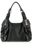 Designer Inspired Chic Hobo Bag w/ Stylish Flair & Silver-toned Studs Accent on Front
