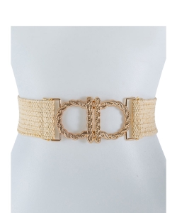 Stretchable Belt With Gold Clip On Buckle BT320071 IVORY