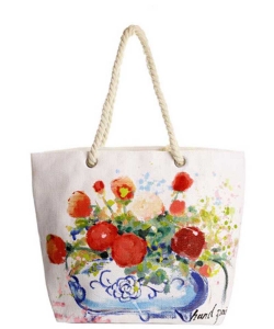 Flower Pot Hand Painted Tote Bag  HBG-103528