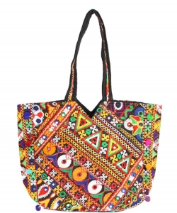 Pattern Shape Multi Color Design Tote Bag HBG-104202 MULTI