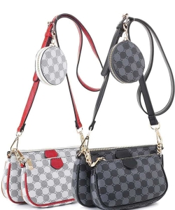 Package of 6 Pieces 3 in 1 Stylish Circle Dots Design Crossbody Bag JES-2579