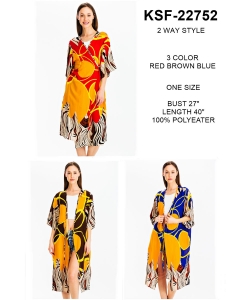 Package of 6 Geo Print Two Way Style Kimono  KSF-22752
