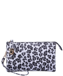 White Leopard Clutch & Cross Body Bag Faux leather LE020BWHITE BLACK