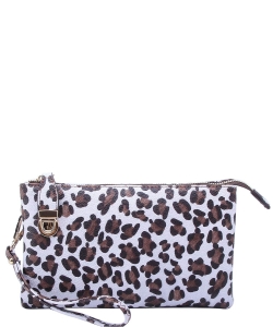 White Leopard Clutch & Cross Body Bag Faux leather LE020BWHITE BROWN