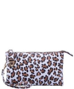 White Leopard Clutch & Cross Body Bag Faux leather LE020BWHITE TAN