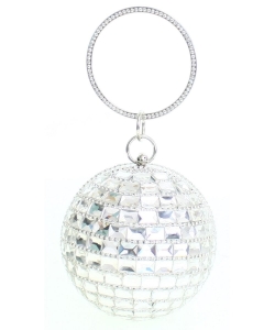 Crystal Stone Ball-Shaped Hard Case Evening Bag Cuff Clutch MSLF2000-3P-0123