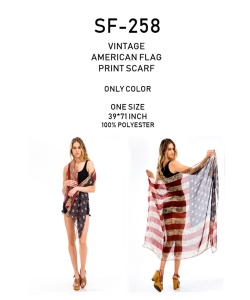 6 Pieces Vintage American Flag Print Scarf  SF-258