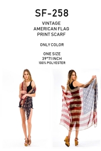 Vintage American Flag Print Women Fashion Scarf