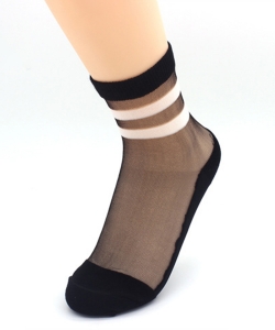 12 Pairs Posh Black Top See-Thru Socks SO300005