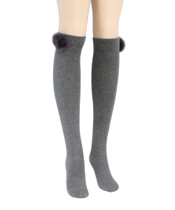 12 Pairs Fur Pom Knee High Tights Socks  SO400031
