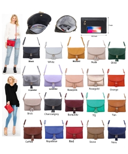 Women's Envelop Clutch Crossbody Bag With Tassels Accent WU075
