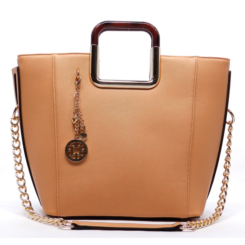 Square Handbag with Gold Chain - Light Khaki: Wholesale Handbags ...