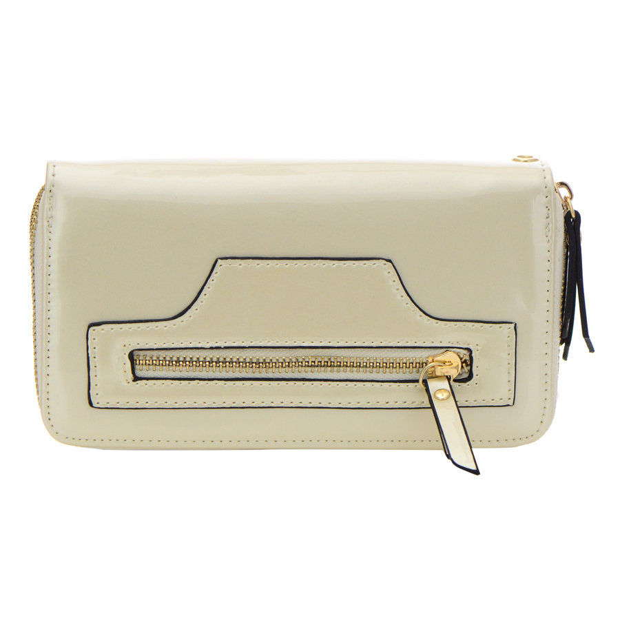 Patent Leather Wallet 32299 - Pearl
