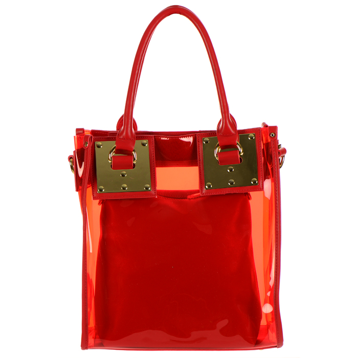 Metal Plate Jelly Tote Bag with Detachable Pouch 34310 - Red
