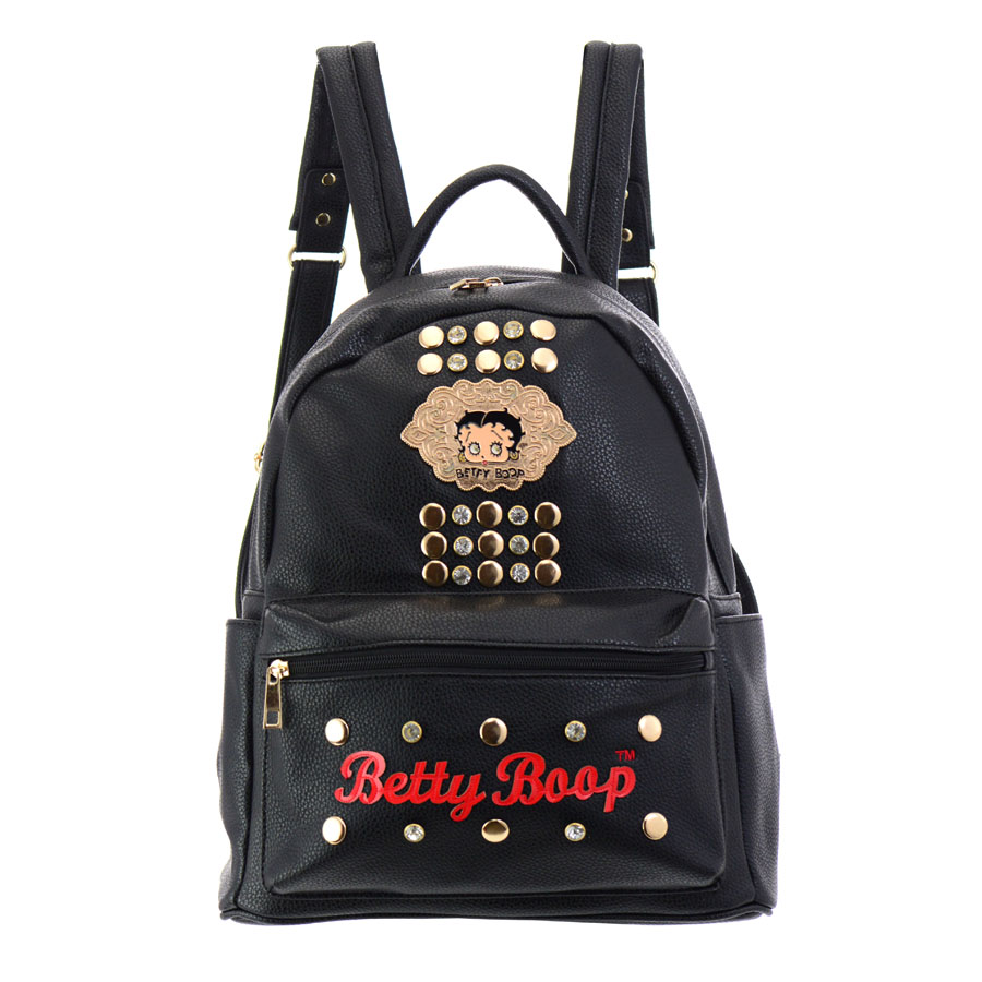 Betty Boop 7 Inch Leather Crossbody Bag in Black