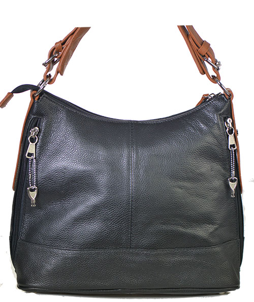 Designer Inspired Genuine Leather Handbag w/ Lock and Key Accent.