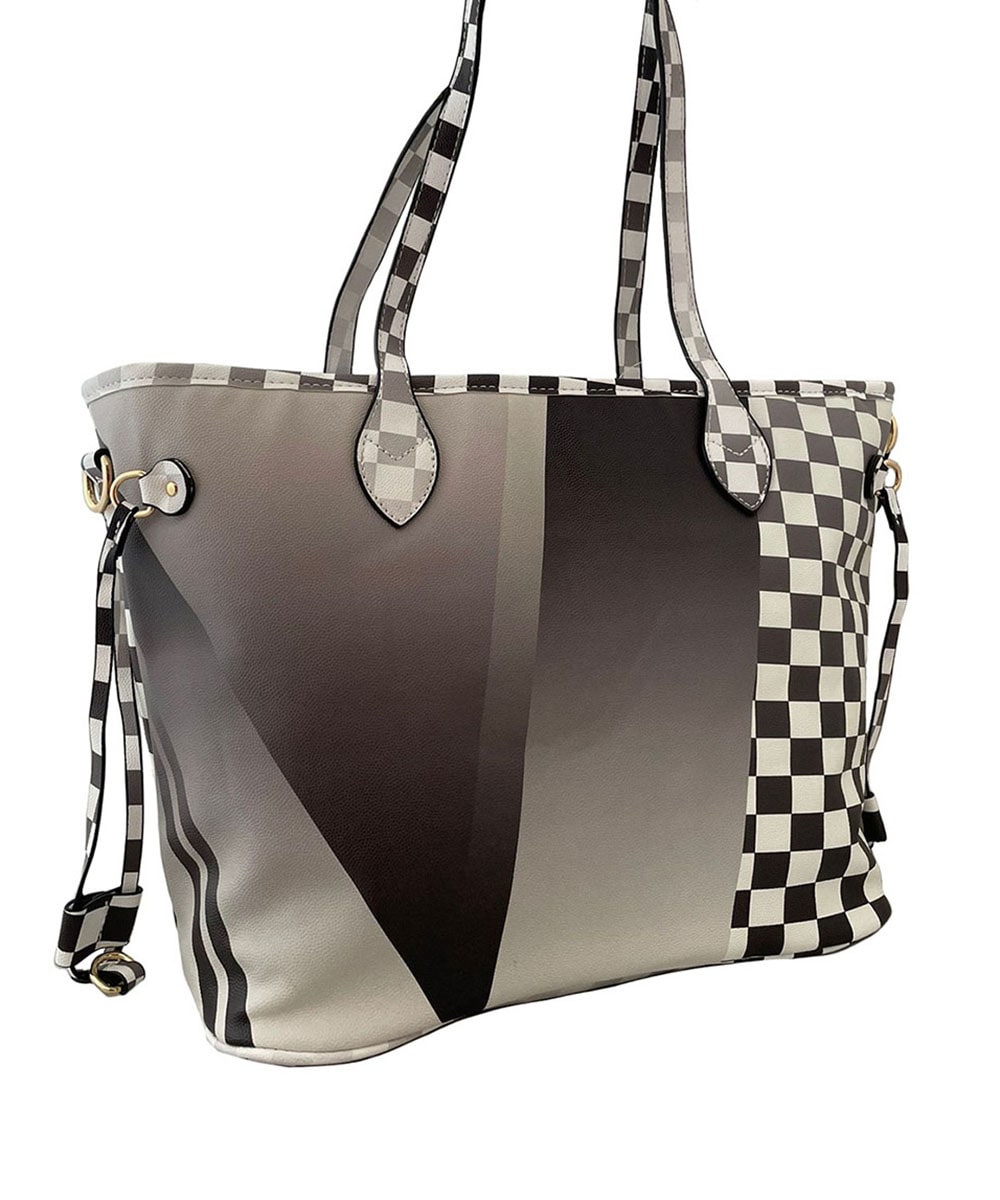 Checkered Fashion Shoulder Bag 6744 BLACK