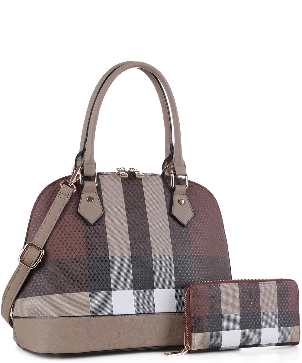 Fashion Faux Checkered 2in1 Satchel Bag CK19629