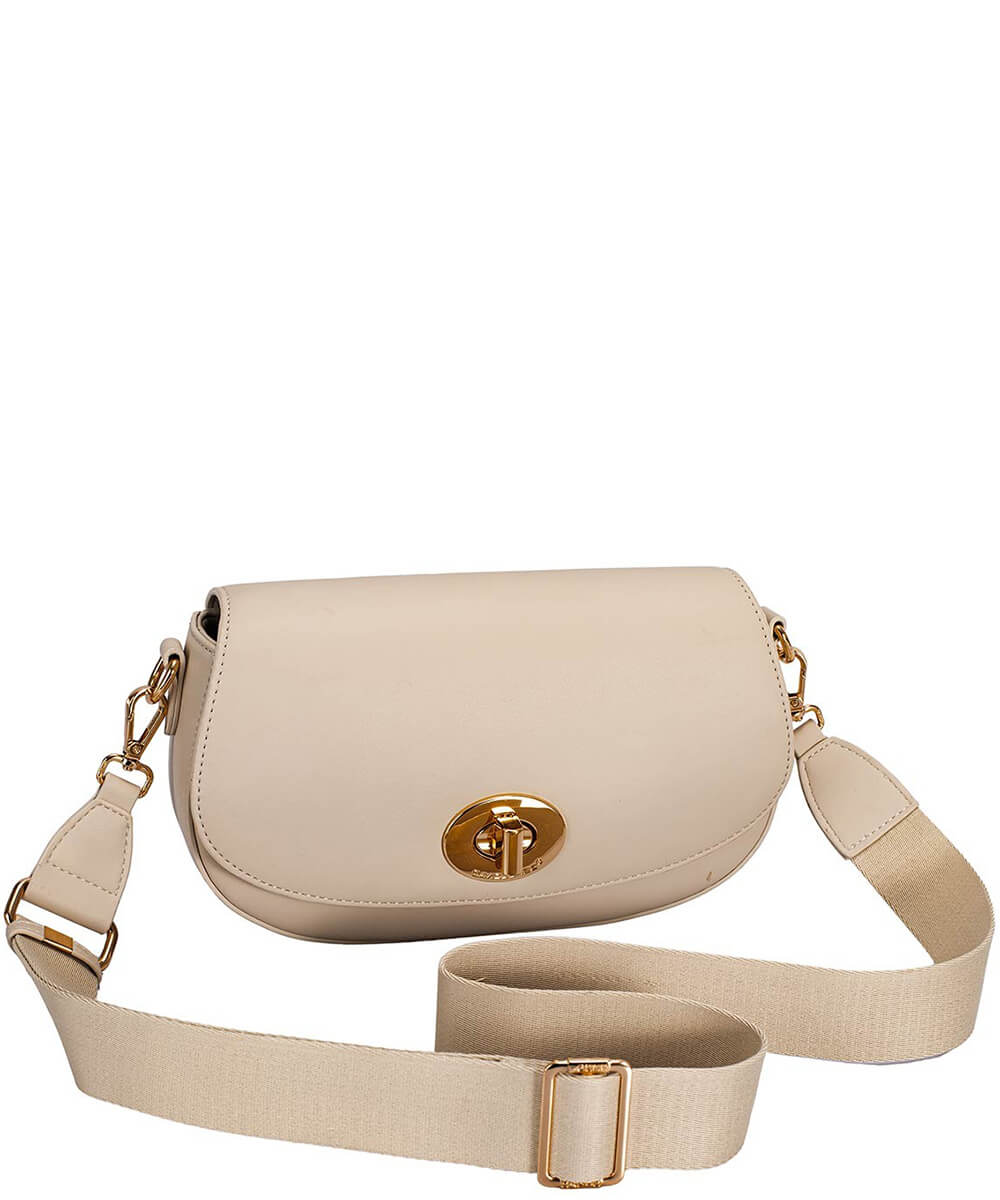 David Jones Woven Crossbody Flap Bag with Faux Leather Trim Natural/White main image 1